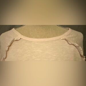NWT 89th and Madison top in oatmeal color long sleeve comfy sweater w/ ruffles